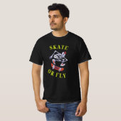 Skate oder Fly Skeleton Skateboarder T-Shirt (Vorne ganz)