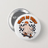 Skate- oder Leckerei-Ghost-Halloween Button (Vorne & Hinten)