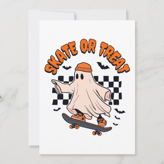 Skate- oder Leckerei-Ghost-Halloween Einladung (Vorderseite)