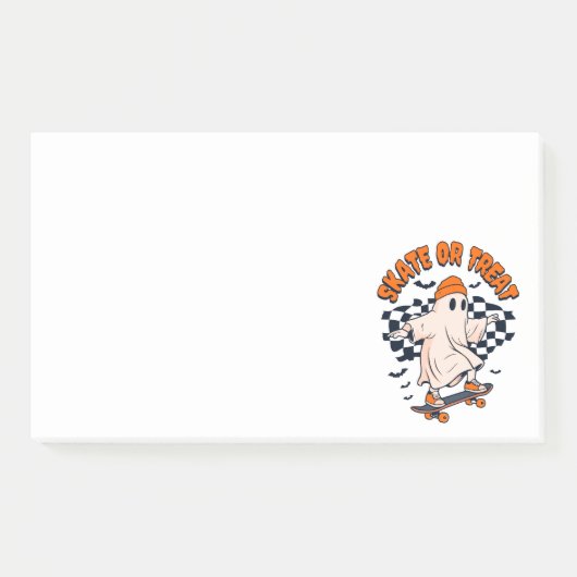 Skate- oder Leckerei-Ghost-Halloween Post-it Klebezettel (Vorderseite)