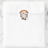 Skate- oder Leckerei-Ghost-Halloween Quadratischer Aufkleber (Tasche)