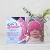 Skate on Over - Winter Skate Party mit Foto Einladung (Stehend Vorderseite)