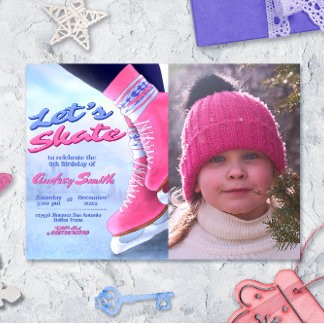Skate on Over - Winter Skate Party mit Foto Einladung