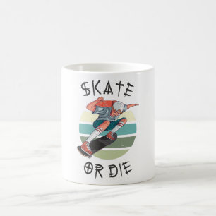 Skate or die Skateboarder Junge Kaffeetasse