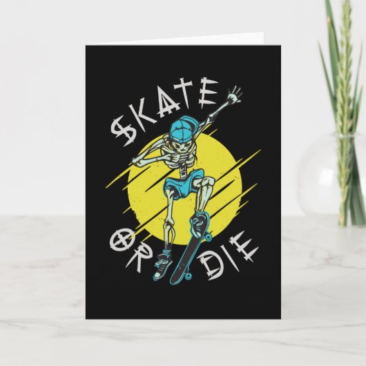 Skate or die Skelett Skateboarder Karte (Vorderseite)