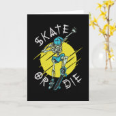 Skate or die Skelett Skateboarder Karte (Gelbe Blume)