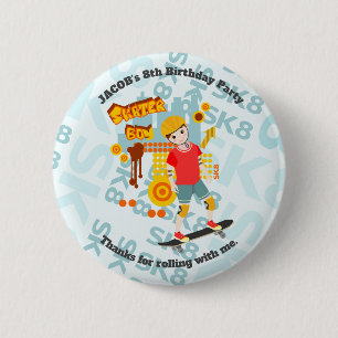 Skate Park Fun Boy Geburtstagsparty Button