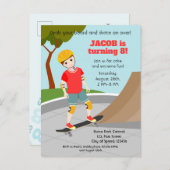 Skate Park Fun Boy Geburtstagsparty Einladungspostkarte (Vorne/Hinten)