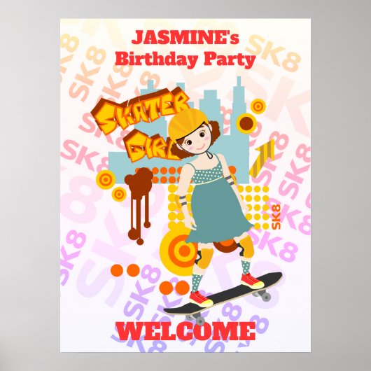 Skate Park Fun Boy Geburtstagsparty Poster (Vorne)