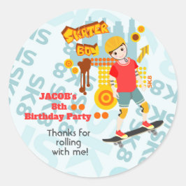 Skate Park Fun Boy Geburtstagsparty Runder Aufkleber