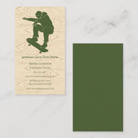 Skate Park, Skateboard Themed, Skateboard Visitenkarte (Vorne/Hinten)