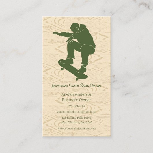 Skate Park, Skateboard Themed, Skateboard Visitenkarte (Vorderseite)