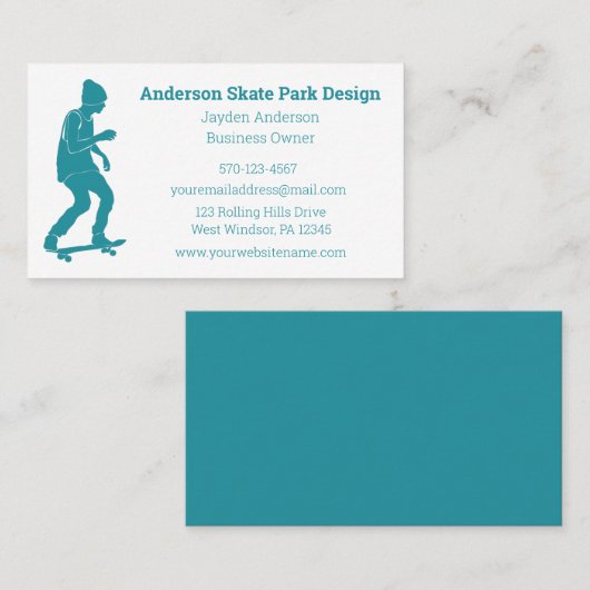Skate Park, Skateboard Themed, Skateboard Visitenkarte (Vorne/Hinten)