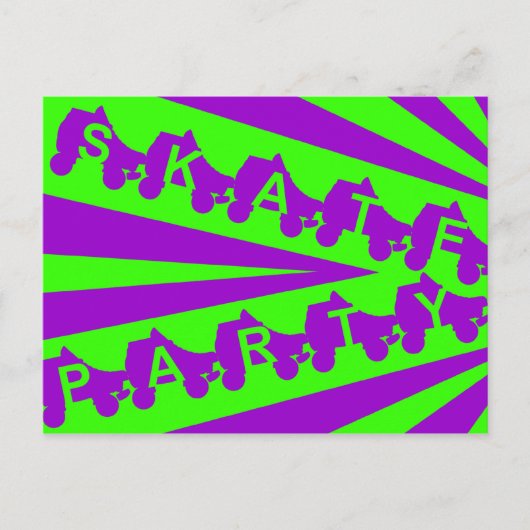 Skate Party: 80er Retro Einladungspostkarte (Vorderseite)