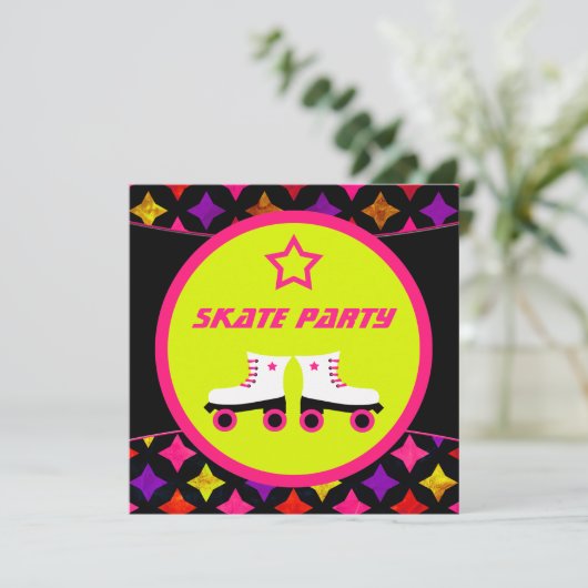 Skate Party Einladung (Stehend Vorderseite)