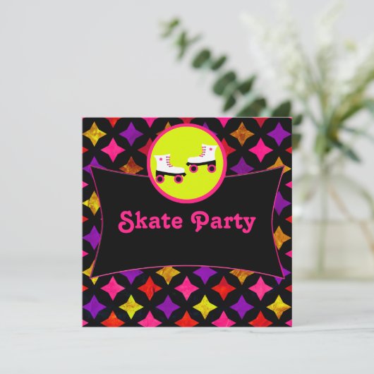 Skate Party Einladung (Stehend Vorderseite)