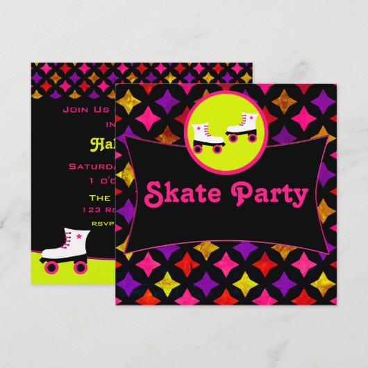 Skate Party Einladung (Vorne/Hinten)