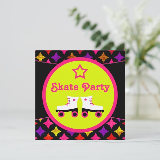 Skate Party Einladung (Stehend Vorderseite)