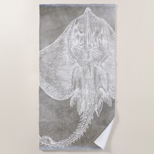 Skate-Pewter-Neutral für Küstengewässer Strandtuch (Vorderseite)