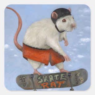 Skate-Ratte Quadratischer Aufkleber