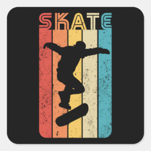 Skate Retro Vintag Skateboarding-Geschenk Quadratischer Aufkleber