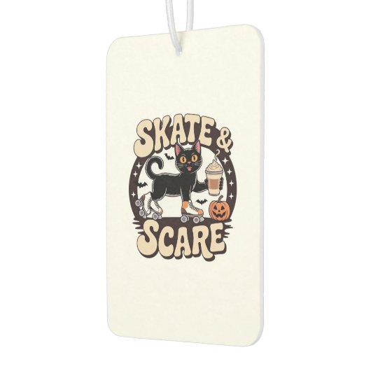 Skate & Scare � Cute Black Cat Roller Skating Over Autolufterfrischer (Links)
