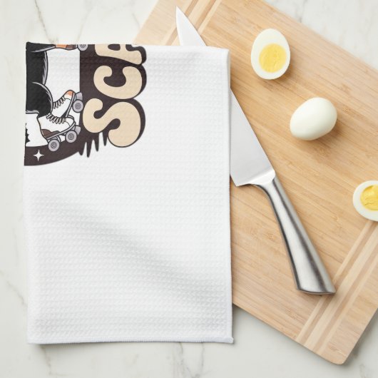 Skate & Scare � Cute Black Cat Roller Skating Over Geschirrtuch (Viertel Falte)