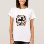 Skate & Scare � Cute Black Cat Roller Skating Over T-Shirt (Vorderseite)