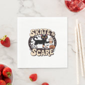 Skate & Scare - Niedliche Black Cat Roller Skaten  Serviette (Beispiel)
