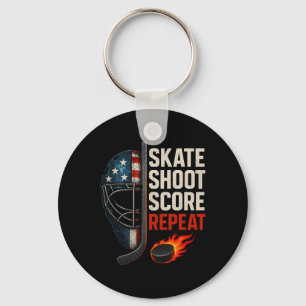 Skate Shoot Score Repeat Hockey Trikot Usa Jugend Schlüsselanhänger