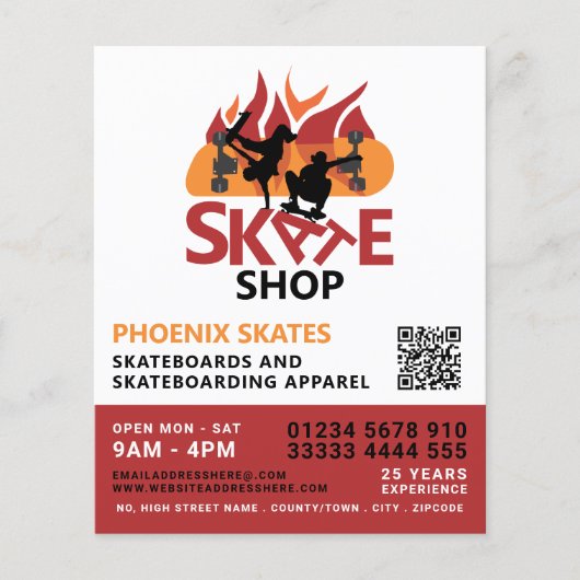 Skate Shop, Skateboarding-Werbung Flyer (Vorne)