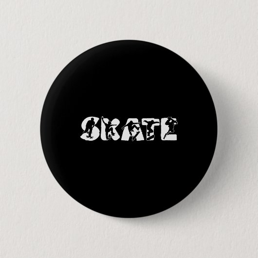 Skate-Silhouette Eislaufen Skateboard Skateboardin Button (Vorderseite)
