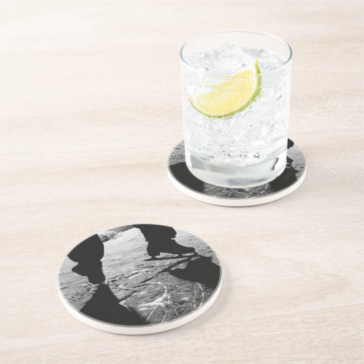 Skate-Silhouette Sandstein Untersetzer (Seite)