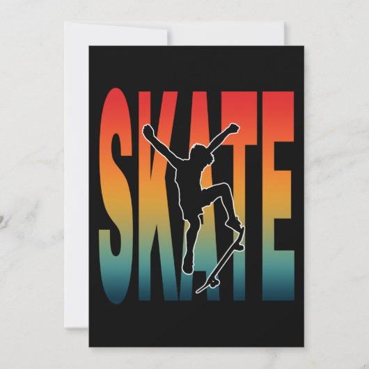 Skate Skateboarding Silhouette Einladung (Vorderseite)