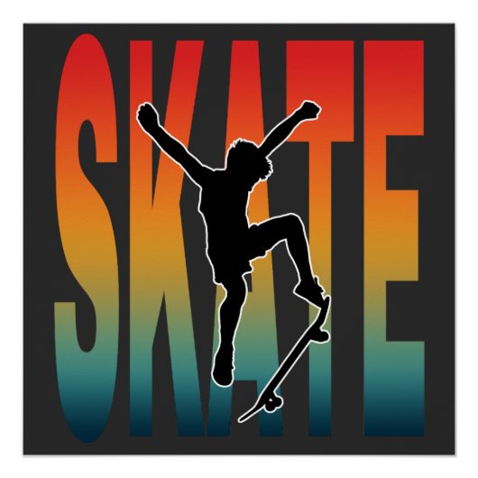 Skate Skateboarding Silhouette Poster (Vorderseite)