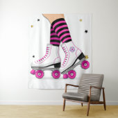 Skate-Skaten in Rosa und Schwarz Wandteppich (Beispiel)