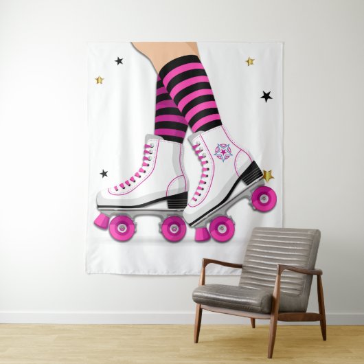 Skate-Skaten in Rosa und Schwarz Wandteppich (Beispiel)