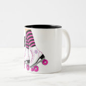 Skate-Skaten in Rosa und Schwarz Zweifarbige Tasse (VorderseiteRechts)