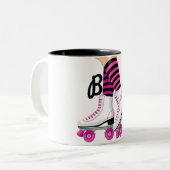Skate-Skaten in Rosa und Schwarz Zweifarbige Tasse (Vorderseite Links)