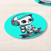 Skate SkullBot Runder Pappuntersetzer (Angewinkelt)