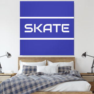 SKATE Sportlich Weiße Textstreifen Auf Tiefem Fett Leinwanddruck