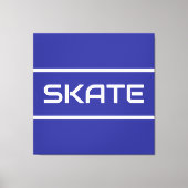 SKATE Sporty White Text Stripes On Bold Deep Blue Leinwanddruck (Vorderseite)