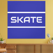 SKATE Sporty White Text Stripes On Bold Deep Blue Leinwanddruck (Insitu (Wohnzimmer))