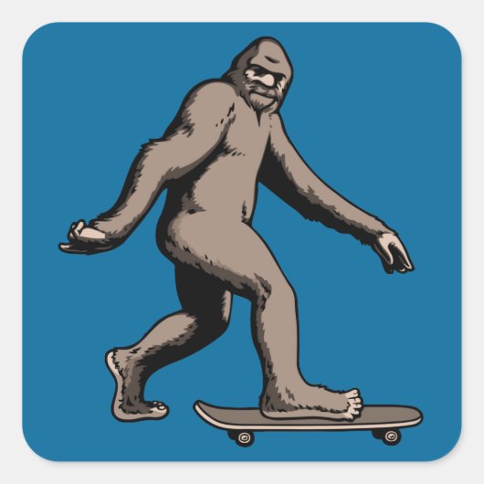 Skate Squatch Quadratischer Aufkleber (Vorderseite)