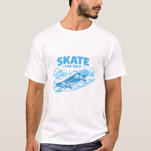 Skate The Sky – Blauer Drift T-Shirt (Vorderseite)