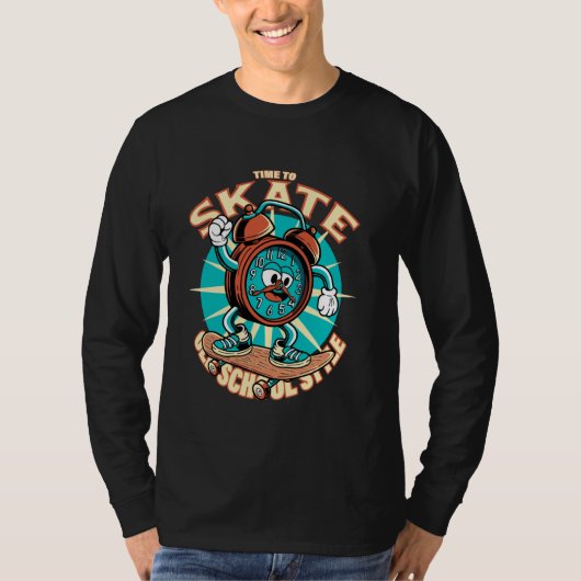 Skate time. Skateboarding cartoon clock. T-Shirt (Vorderseite)