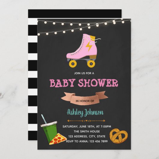 Skate- und Imbissduscheneinladung Einladung (Vorne/Hinten)