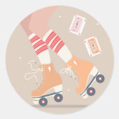 Skate und Kassettenbänder für Retro-Rollen Runder Aufkleber (Vorderseite)