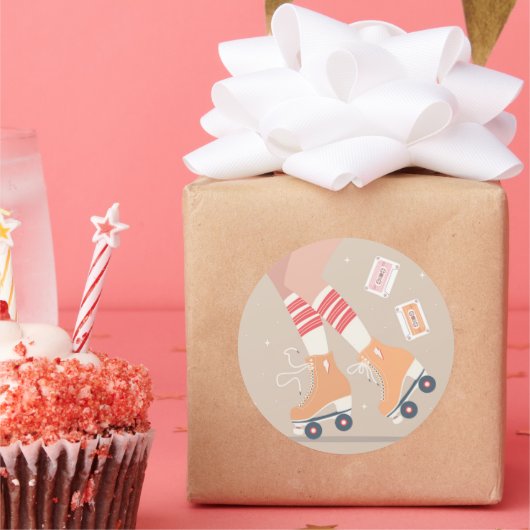 Skate und Kassettenbänder für Retro-Rollen Runder Aufkleber (Party)