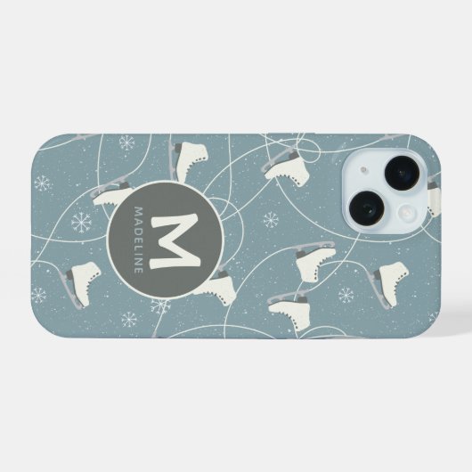 Skate und Schneeflocke Personalisiert iPhone 15 Hülle (Rückseite (Horizontal))